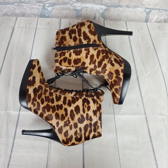Steve Madden Sesto Leather Leopard Print Stiletto Ankle  Bootie 7 1/2 - Picture 6 of 15